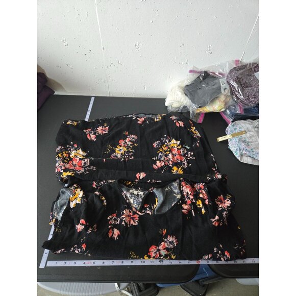 Maurices Dark Floral Short Sleeve Mini Dress Size Large Whimsigoth Boho Summer - Picture 7 of 9